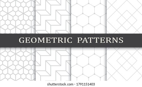 Set of geometric seamless patterns. Abstract geometric graphic design print pattern. Seamless geometric gray lines pattern.