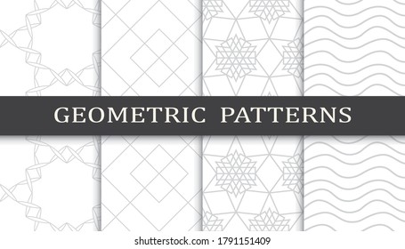 Set of geometric seamless patterns. Abstract geometric graphic design print pattern. Seamless geometric gray lines pattern.