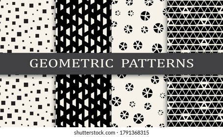 Conjunto de patrones geométricos sin soldadura. Resumen de diseño gráfico geométrico simple patrón. Patrón de medio tono geométrico sin foco.