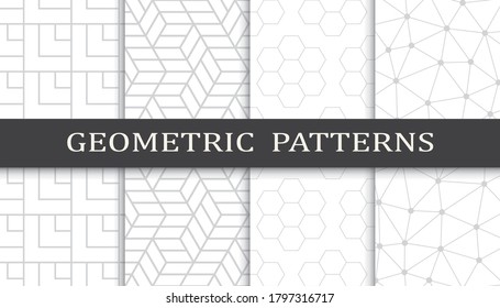 Set of geometric seamless patterns. Abstract geometric graphic design print pattern. Seamless geometric gray lines pattern.