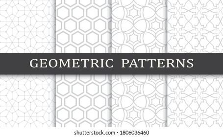 Set of geometric seamless patterns. Abstract geometric graphic design print pattern. Seamless geometric gray lines pattern.