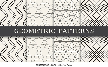 Set of geometric seamless patterns. Abstract geometric graphic design print pattern. Seamless geometric golden lines pattern.