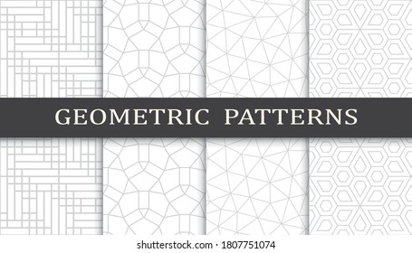 Set of geometric seamless patterns. Abstract geometric graphic design print pattern. Seamless geometric gray lines pattern.