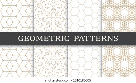 Set of geometric seamless patterns. Abstract geometric graphic design print pattern. Seamless geometric golden lines pattern.