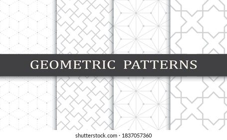 Set of geometric seamless patterns. Abstract geometric graphic design print pattern. Seamless geometric gray lines pattern.