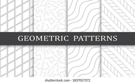 Set of geometric seamless patterns. Abstract geometric graphic design print pattern. Seamless geometric gray lines pattern.