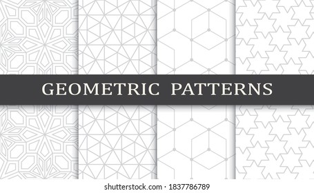 Set of geometric seamless patterns. Abstract geometric graphic design print pattern. Seamless geometric gray lines pattern.