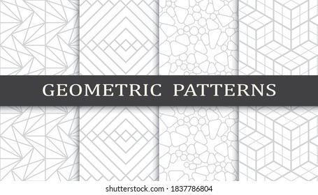 Set of geometric seamless patterns. Abstract geometric graphic design print pattern. Seamless geometric gray lines pattern.