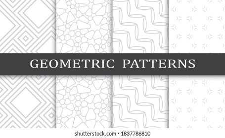 Set of geometric seamless patterns. Abstract geometric graphic design print pattern. Seamless geometric gray lines pattern.
