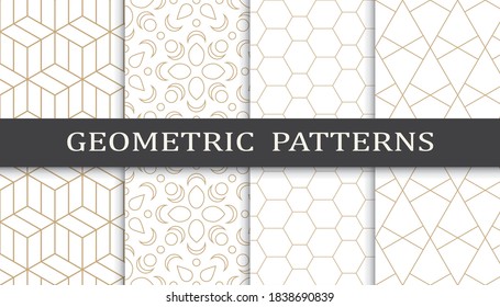 Set of geometric seamless patterns. Abstract geometric graphic design print pattern. Seamless geometric golden lines pattern.