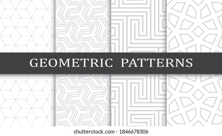 Set of geometric seamless patterns. Abstract geometric graphic design print pattern. Seamless geometric gray lines pattern.
