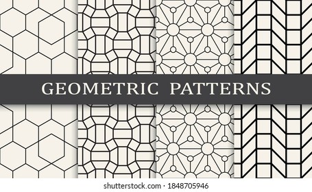 Set of geometric seamless patterns. Abstract geometric graphic design simple pattern. Seamless geometric lines pattern.