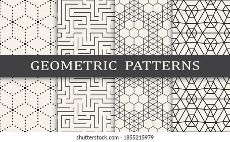 Set of geometric seamless patterns. Abstract geometric graphic design simple pattern. Seamless geometric lines patterns.