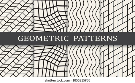 Set of geometric seamless patterns. Abstract geometric graphic design simple pattern. Seamless geometric lines patterns.