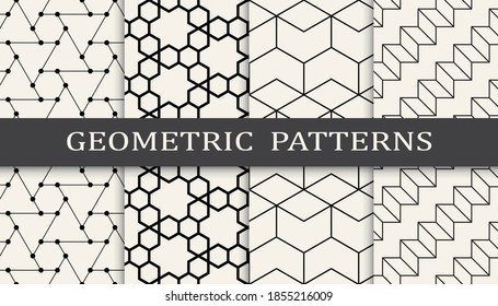 Conjunto de patrones geométricos sin soldadura. Resumen de diseño gráfico geométrico simple patrón. Patrones de líneas geométricas sin foco.