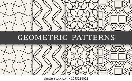 Set of geometric seamless patterns. Abstract geometric graphic design simple pattern. Seamless geometric lines patterns.