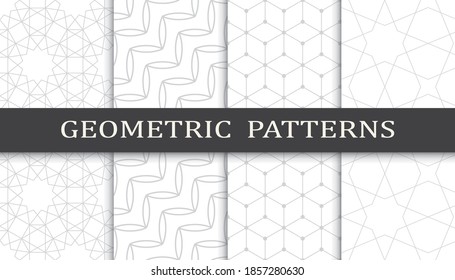 Set of geometric seamless patterns. Abstract geometric graphic design print pattern. Seamless geometric gray lines pattern.