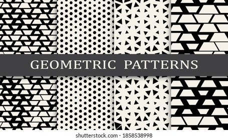 Set of geometric seamless patterns. Abstract geometric graphic design simple pattern. Seamless geometric halftone pattern.