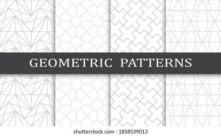 Set of geometric seamless patterns. Abstract geometric graphic design print pattern. Seamless geometric gray lines pattern.