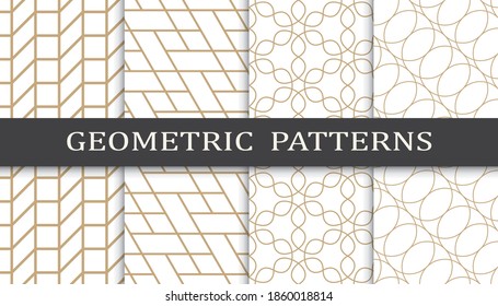 Set of geometric seamless patterns. Abstract geometric graphic design print pattern. Seamless geometric golden lines pattern.