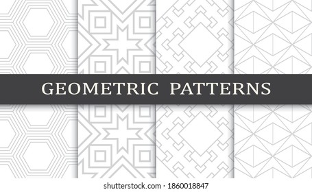 Set of geometric seamless patterns. Abstract geometric graphic design print pattern. Seamless geometric gray lines pattern.