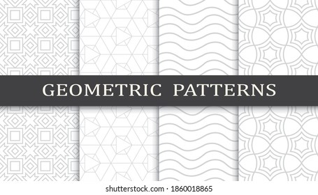 Set of geometric seamless patterns. Abstract geometric graphic design print pattern. Seamless geometric gray lines pattern.