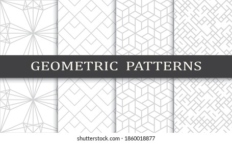 Set of geometric seamless patterns. Abstract geometric graphic design print pattern. Seamless geometric gray lines pattern.