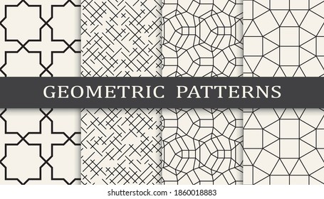 Set of geometric seamless patterns. Abstract geometric graphic design simple pattern. Seamless geometric lines pattern.