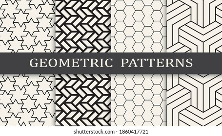 Set of geometric seamless patterns. Abstract geometric graphic design simple pattern. Seamless geometric lines pattern.