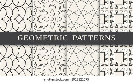 Set of geometric seamless patterns. Abstract geometric graphic design simple pattern. Seamless geometric lines pattern.