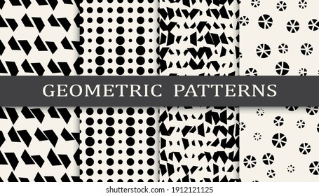 Set of geometric seamless patterns. Abstract geometric graphic design simple pattern. Seamless geometric halftone pattern.