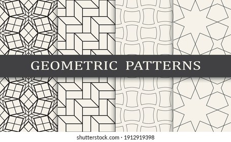 Set of geometric seamless patterns. Abstract geometric graphic design simple pattern. Seamless geometric lines pattern.
