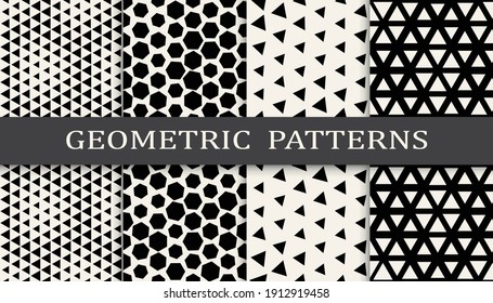 Conjunto de patrones geométricos sin soldadura. Resumen de diseño gráfico geométrico simple patrón. Patrón de medio tono geométrico sin foco.