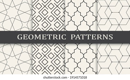 Set of geometric seamless patterns. Abstract geometric graphic design simple pattern. Seamless geometric lines pattern.
