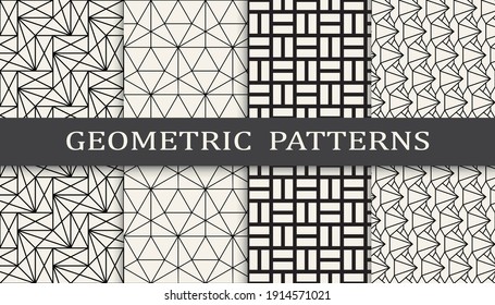 Conjunto de patrones geométricos sin soldadura. Resumen de diseño gráfico geométrico simple patrón. Patrón de líneas geométricas sin foco.