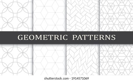 Set of geometric seamless patterns. Abstract geometric graphic design print pattern. Seamless geometric gray lines pattern.