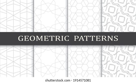 Set of geometric seamless patterns. Abstract geometric graphic design print pattern. Seamless geometric gray lines pattern.