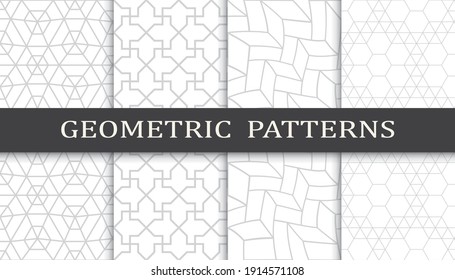 Set of geometric seamless patterns. Abstract geometric graphic design print pattern. Seamless geometric gray lines pattern.