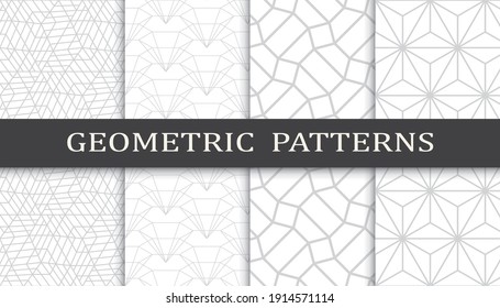 Set of geometric seamless patterns. Abstract geometric graphic design print pattern. Seamless geometric gray lines pattern.