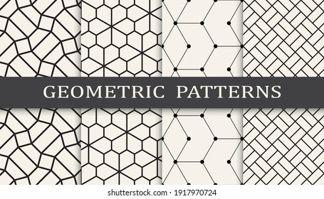 Set of geometric seamless patterns. Abstract geometric graphic design simple pattern. Seamless geometric lines pattern.