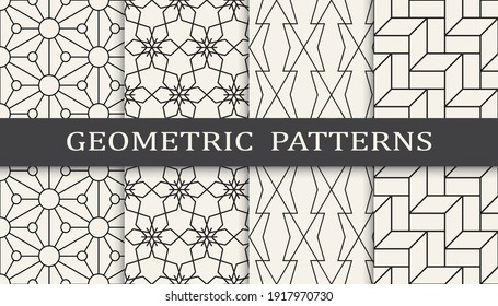 Set of geometric seamless patterns. Abstract geometric graphic design simple pattern. Seamless geometric lines pattern.