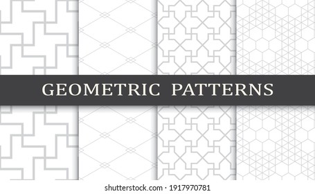 Set of geometric seamless patterns. Abstract geometric graphic design print pattern. Seamless geometric gray lines pattern.