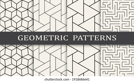 Set of geometric seamless patterns. Abstract geometric graphic design simple pattern. Seamless geometric lines pattern.