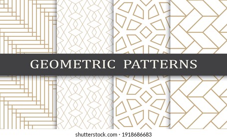 Set of geometric seamless patterns. Abstract geometric graphic design print pattern. Seamless geometric golden lines pattern.