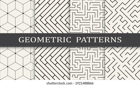 Set of geometric seamless patterns. Abstract geometric graphic design simple pattern. Seamless geometric lines pattern.