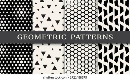 Set of geometric seamless patterns. Abstract geometric graphic design simple pattern. Seamless geometric halftone pattern.