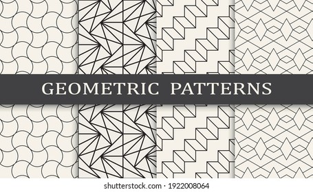 Set of geometric seamless patterns. Abstract geometric graphic design simple pattern. Seamless geometric lines pattern.