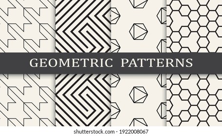 Set of geometric seamless patterns. Abstract geometric graphic design simple pattern. Seamless geometric lines pattern.