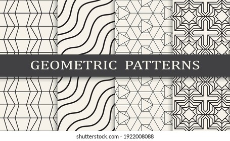 Set of geometric seamless patterns. Abstract geometric graphic design simple pattern. Seamless geometric lines pattern.