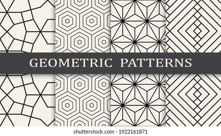 Set of geometric seamless patterns. Abstract geometric graphic design simple pattern. Seamless geometric lines pattern.